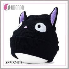 Hochwertige kreative Cartoon süße schwarze Katze Strickmütze (SNMXM019)